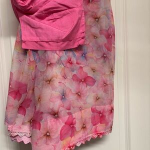 Beautiful Floral Pink and Multicolor saree with Pico and fall. Ready-made blouse